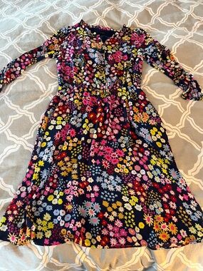Talbots Navy Floral Chiffon Dress